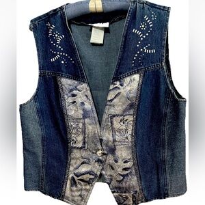 City Girl Vest 6 Vintage Y2K 90s Denim Gorpcore Grannycore Studded Boho Hipppie